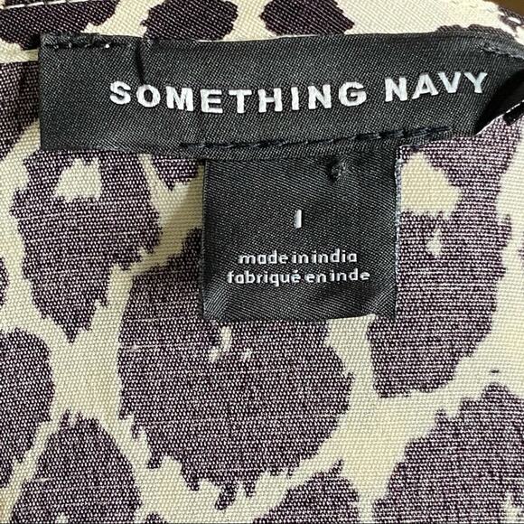 Something Navy Leopard Print Button Minidress Puff Sleeve Size Large NWOT - Picture 13 of 15